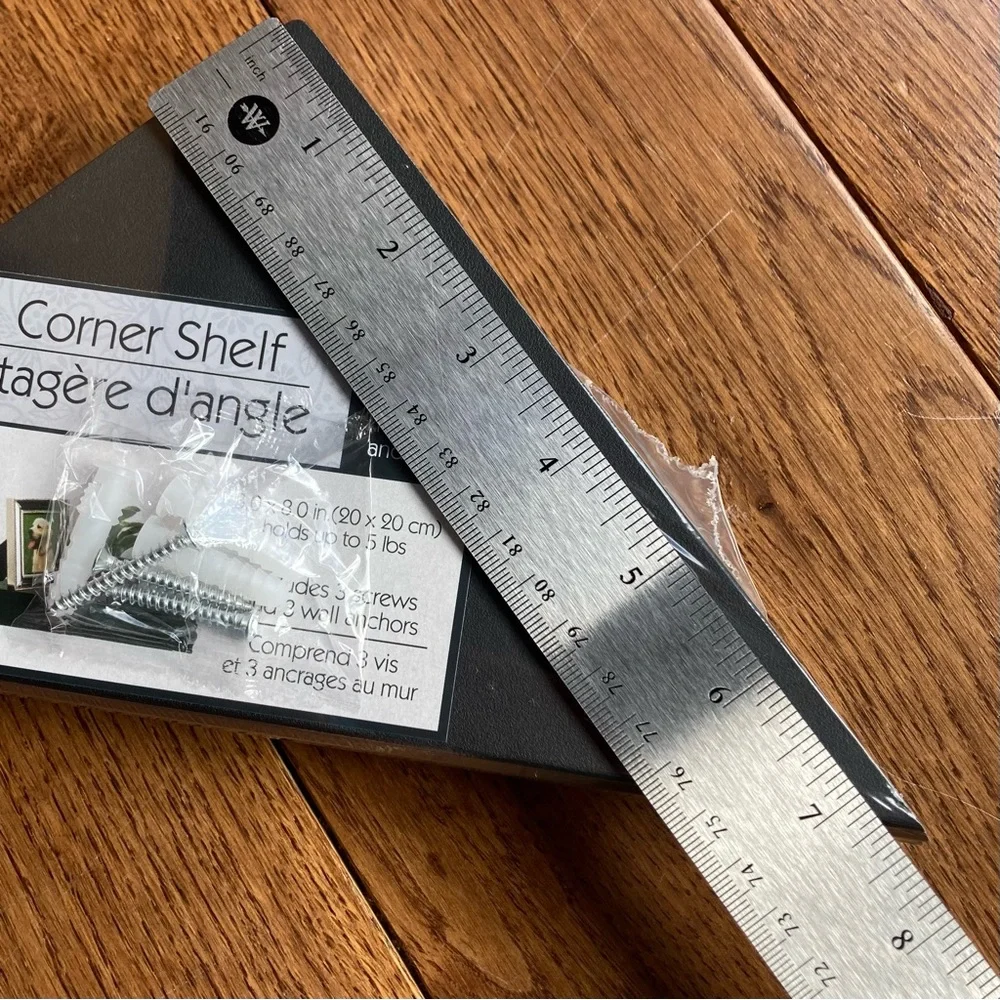 Black Corner Shelf Small Floating Shelves Hardware Holds 5 lbs PVC NEW 11x5”